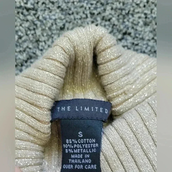 VTG NWT The Limited Long Sleeve stretchy Gold Sparkle turtle neck, size small - Picture 8 of 9